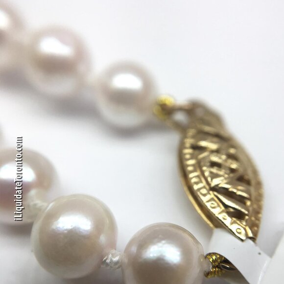 Single Strand Cultured Pearl Necklace Choker with 14K YG Clasp - Picture 4 of 11